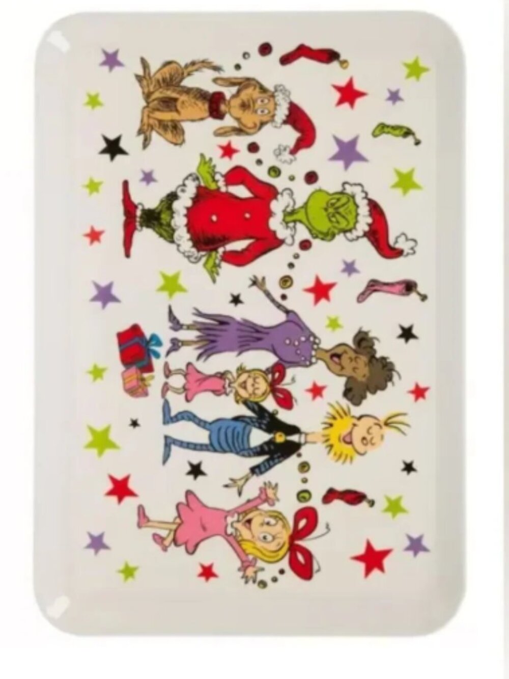 DR Seuss GRINCH Family CHRISTMAS Cookie Platter Tray 13.5" X 9" MELAMINE Plate